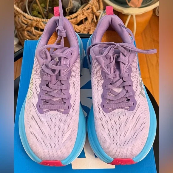 Hoka Bondi 8 Women Violet/Blue Running Shoes  7.5B WBDNI8 - Picture 2 of 12